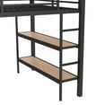 thumbnail image 3 of HICOMILA Queen Size Loft Bed with Wardrobe, Metal Loft Bed Frame with Storage Shelves & Pegboard, Space-Saving Black Queen-size Loft Bed with 2 Drawers, Black, 3 of 9