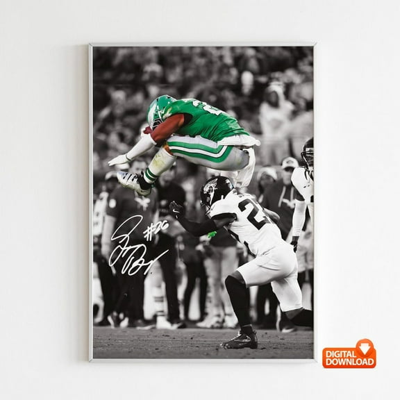 Saquon Barkley Poster, Signed Football Poster, UNFRAMED PAPER POSTER, Home Decor, Vintage Gift, Living Room Dercor