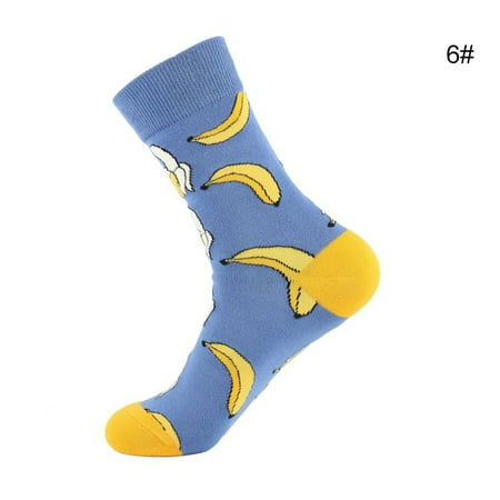 

A Pair Women s Fun Socks Cute Fruit Patterned Funky Socks Middle Tube Cotton Warm Novelty Socks for Autumn 6#