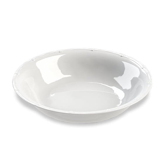 Bamboo Raised Rim Melamine Serving Bowl - White - 13.8"