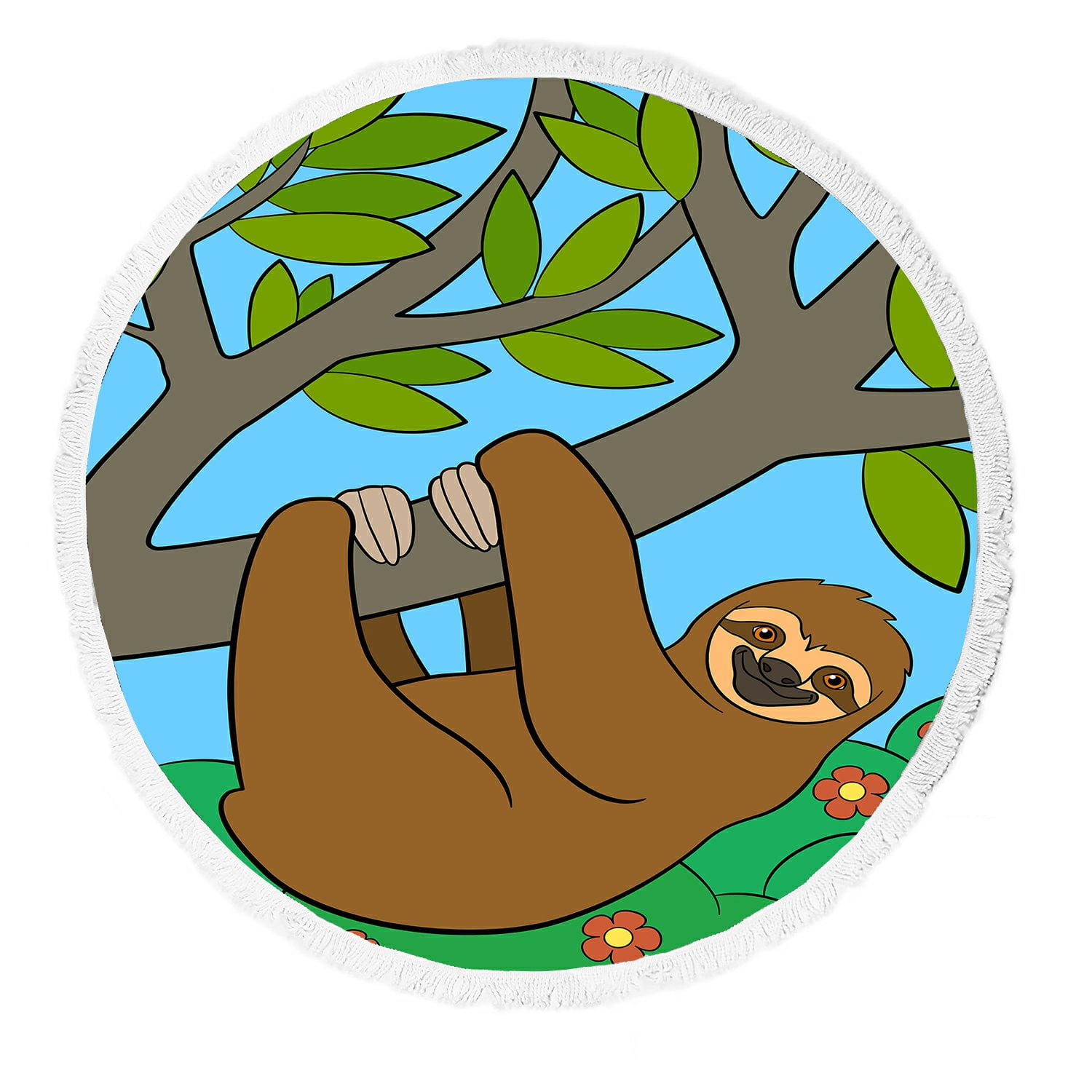 ABPHQTO Cartoon Animals Cute Lazy Sloth Beach Towel Beach Blanket with