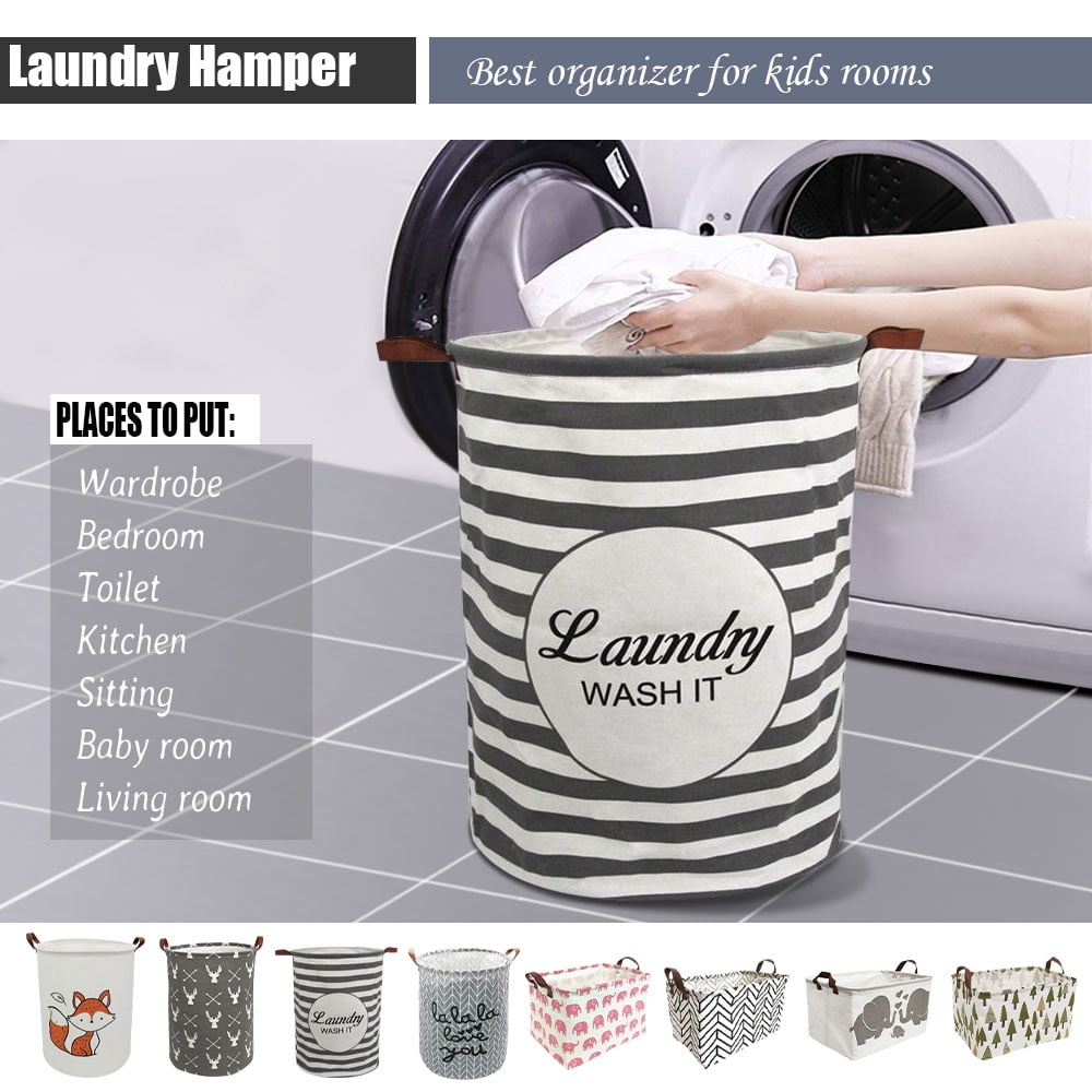 Details about   US Foldable Laundry Hamper Cotton Woven Handbag Storage Basket Baby Toy Bi 