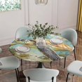 thumbnail image 5 of Ocean Turtle Round Tablecloth for 36-44 Inch Tables,Fitted Table Cover with Elastic Edge,Coastal Coral Illustration Retro Painting Waterproof Outdoor Table Cloth Protector for Patio Garden Dinner, 5 of 9