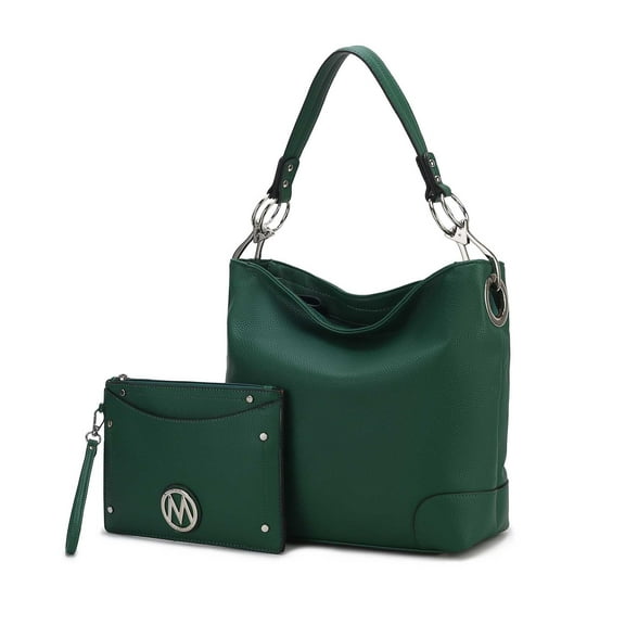 MKF Collection Viviana Vegan Leather Women’s Hobo Bag with Wristlet – 2 pieces by Mia K - Dark Green