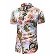 thumbnail image 3 of Camisas Para Hombre Slim Fit Slim Cardigan Casual Print Youth Men's Short Sleeve Fit Shirt Lapel Fashion Men Shirts (White, 4XL), 3 of 4