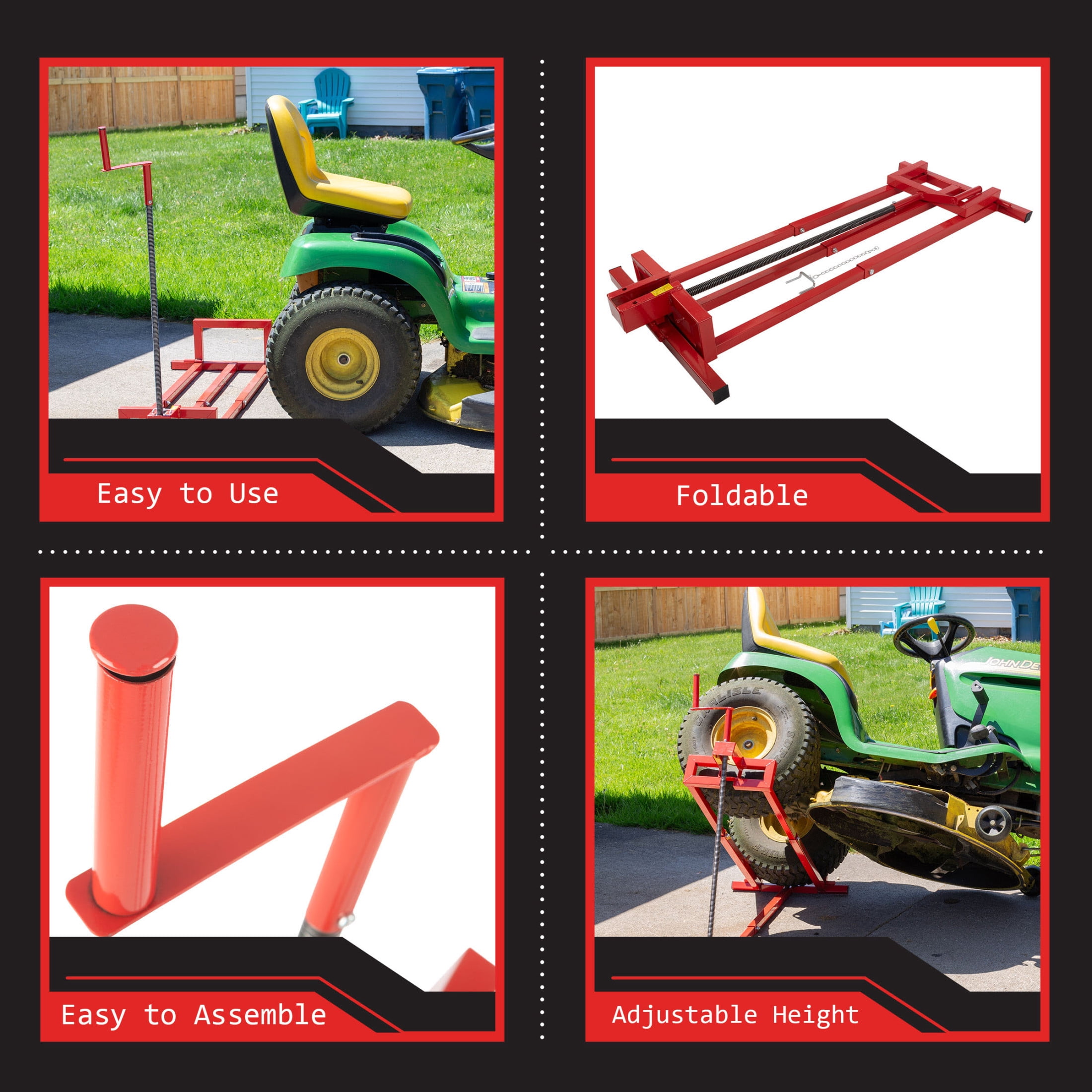 Stalwart Mower Lift - 880lb Capacity Tractor or Lawn Mower Lift Jack, Red