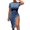 Blue, variant on Aayomet Beach Dress Women Casual Fashion Short Sleeve Drawstring Slit Denim Print Dress,Dark Blue 3XL