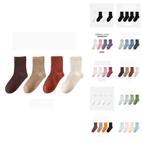 Kids Socks Kids Crew Socks Multipack Girls Boys School Ankle Hosiery Non Gripper Bottoms for Toddler Non Athletic Play