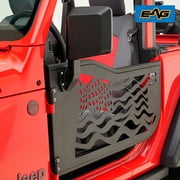 EAG US Flag Tubular Door Black with Side View Mirror Fit for 18-20 Wrangler JL 2 Door