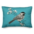 thumbnail image 2 of Creative Products Teal Chickadee and Flowers 14x20 Indoor / Outdoor Pillow, 2 of 3