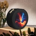 thumbnail image 6 of Yiaed Red And Blue Fire Wolf Print Travel Jewelry Case Bridesmaid Gift Boxes Jewelry Travel Organizer Small Round Jewelry Box Mini Storage-Black, 6 of 7