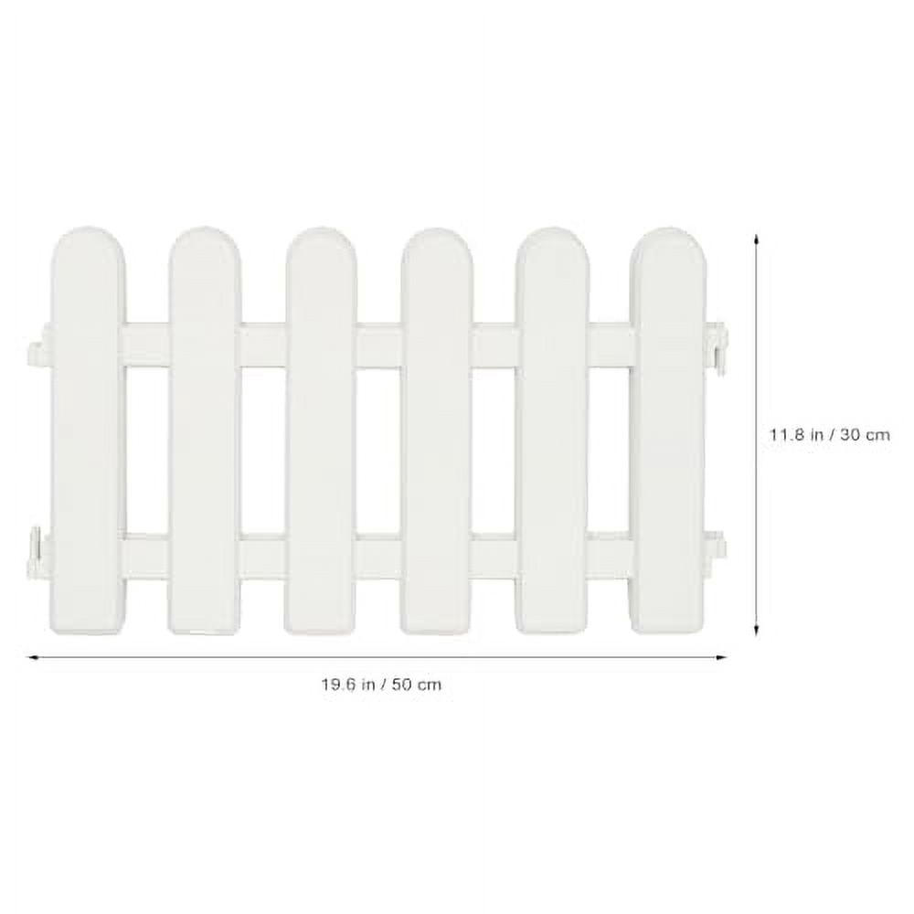DOITOOL 2PCS Plastic Garden Edging Fence White Garden Picket Fence Border with 4 Base, Decor White Picket Fence Edging for Garden, Landscape Edging, Pathways or Flower Bed (White,