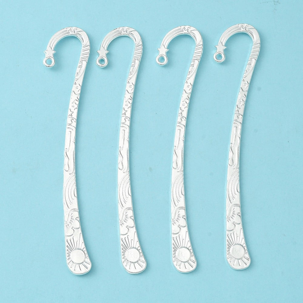 80pc Tibetan Style Alloy Bookmarks Lead Free Nickel Free and Cadmium Free Silver Color Plated about 125x23mm Hole: 3mm
