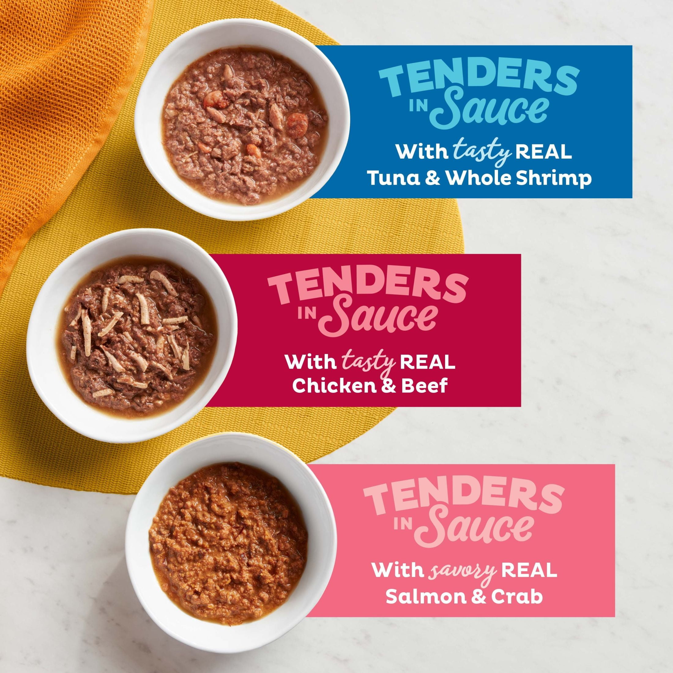(2 pack) Meow Mix Tenders in Sauce Wet Cat Food Variety Pack, Classic Favorites, 24 Cups, 2.75 oz Each