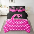 thumbnail image 2 of Castle Fairy Female Men Women Personalized Initial Alphabet C Bedding Comforter Set 7-Piece,Minimalist Polka Dots King Bedding Sets,Cartoon Ribbon Bow-Tie Ultra Soft Bed Sheets,Breathable Home Decor, 2 of 8