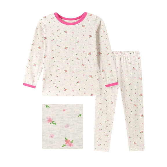 WIBACKER 2-7 Years Toddler and Little Girls' Long Sleeve Pajamas Set Cotton Top and Pants 2 Piece Sleepwear Pjs - Small Flowers
