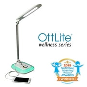 OttLite Glow LED Desk Lamp with USB Charging Port, White