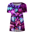 thumbnail image 4 of Puntoco moda mujer casual cuello redondo blusa estampada manga corta camiseta verano tops Puntoco Puntoco-7377, 4 of 5