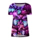 thumbnail image 4 of ICHUANYI Clearance Fashion Woman Causal Round Neck Printing Blouse Short Sleeve T-Shirt Summer Tops(Purple, XL) ICHUANYI WER2023080906573, 4 of 5
