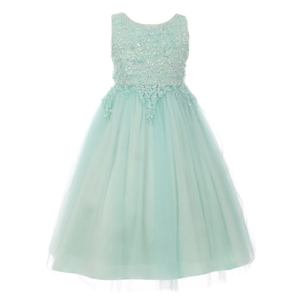 Cinderella Couture - Girls Mint Sparkle Pearl Sequin Satin Tulle Junior ...