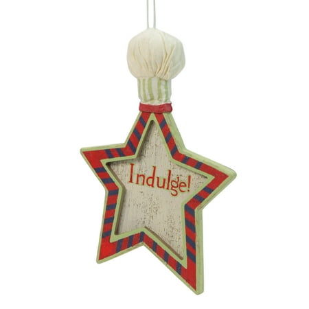 Kurt Adler 6" Mom's Kitchen "Indulge" Star Chef Hat Christmas Ornament - White/Red