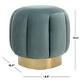 thumbnail image 3 of SAFAVIEH Couture Maxine Channel Modern Glam Tufted Ottoman, Seafoam/Brass, 3 of 8