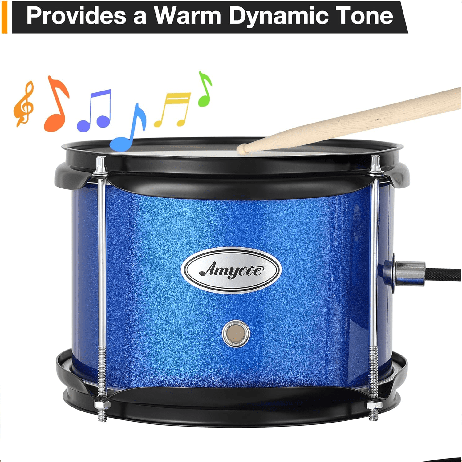 Drum Set for Kids Beginner Set with Bass, 2 Toms, Cymbal, Sticks, Bass Pedal and Stool Percussion Musical Instrument Birthday Playsetl