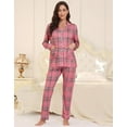 thumbnail image 5 of Aiyino Women's Soft Plaid Pajamas Long-Sleeve Button Front Shirt and Pant Pajama Set with Pockets, 5 of 6