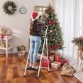 thumbnail image 3 of JWRWEFA 4 Step Ladder with Tool Platform, Folding Step Stool with Anti-Slip Pedal, Heavy Duty Carbon Steel, Multi-Purpose Home & Garage Ladder, White, 3 of 18