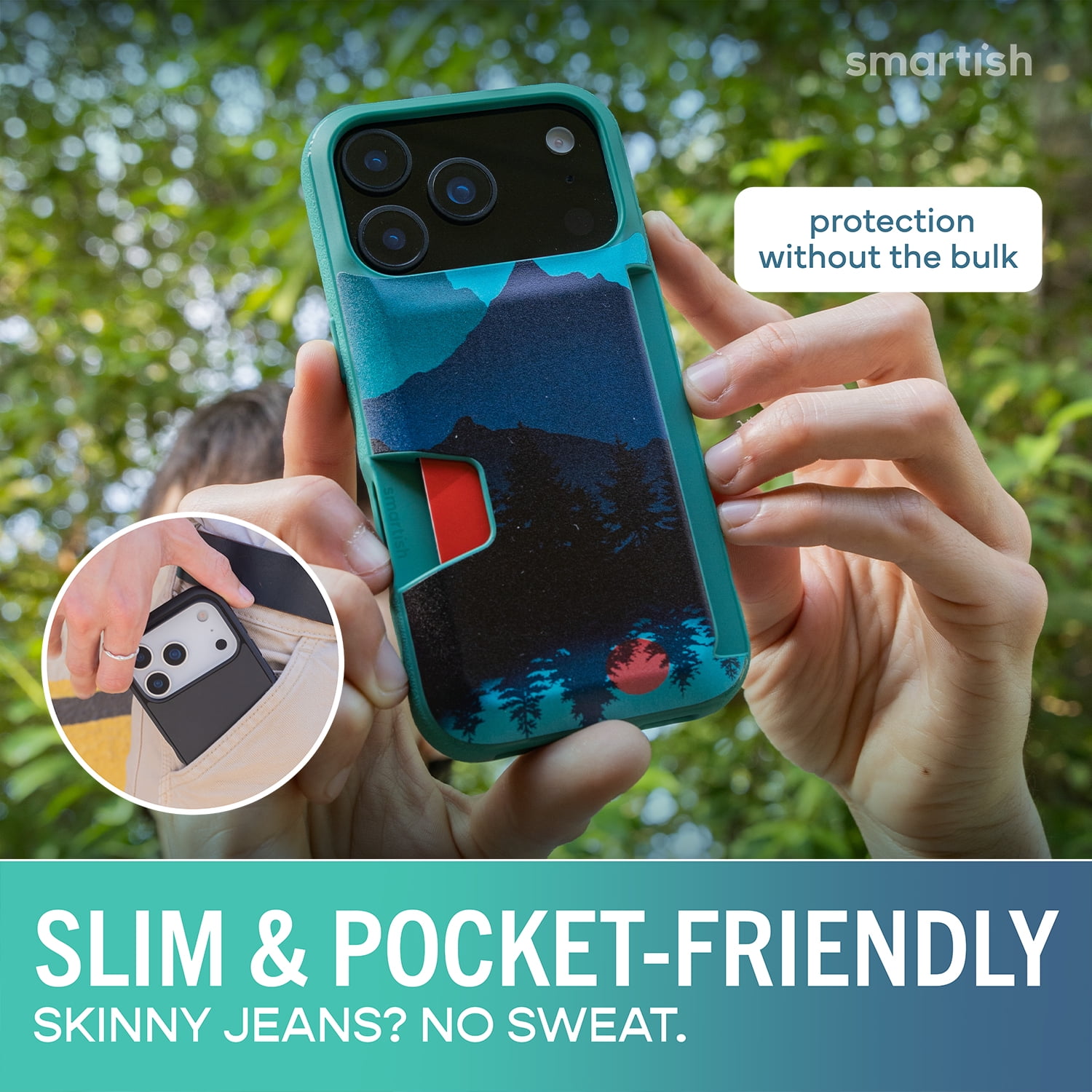 Smartish® iPhone 17 Pro Wallet Case - Wallet Slayer Vol. 1 [Slim + Protective] Credit Card Holder - Drop Tested Flip Hidden Card Slot Cover For Apple iPhone 17 Pro - Moving Mountains