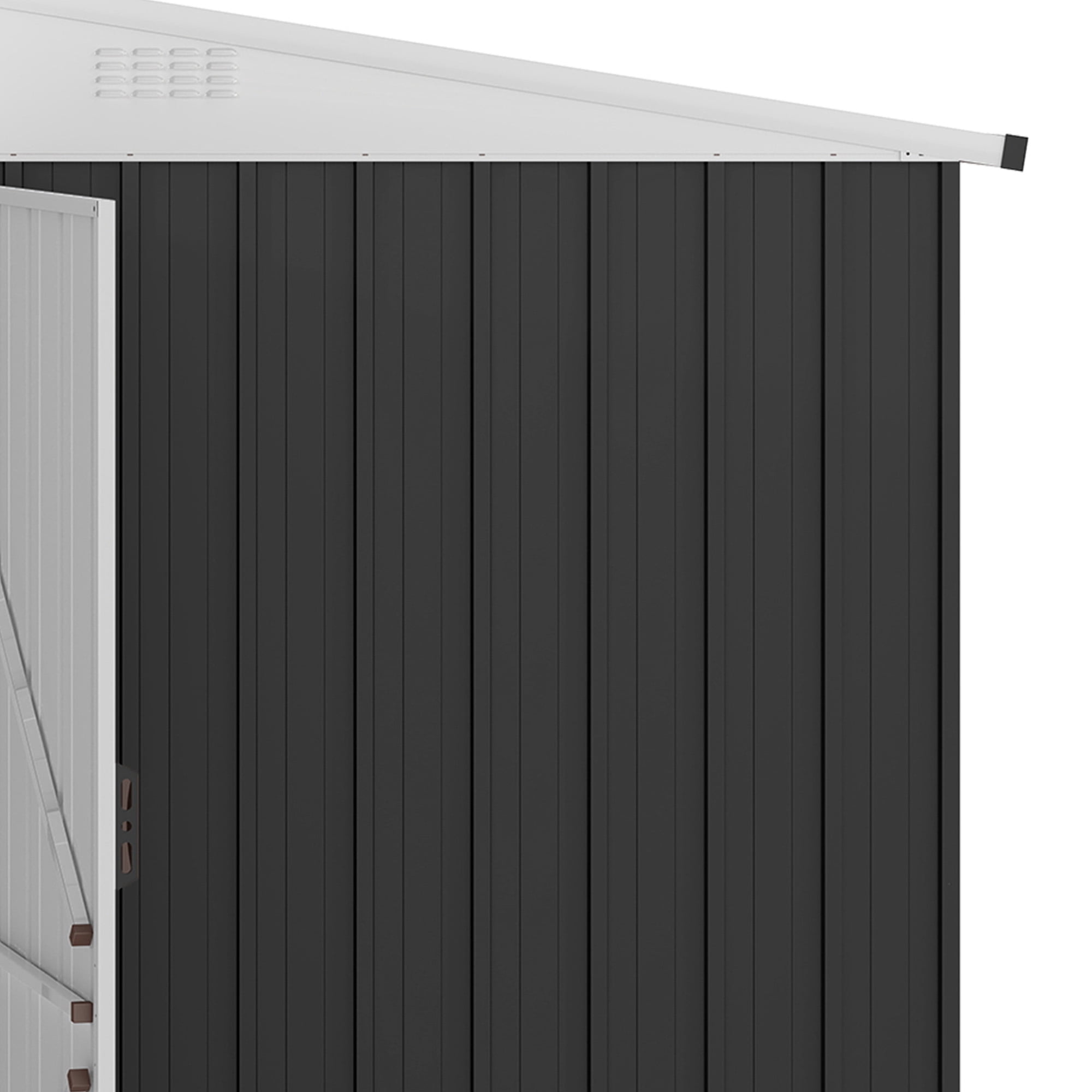 Uforic 8x4 FT Oversized Steel Storage Shed with Ventilation, Lockable Doors, and Sloped Roof for Outdoor, Dark Gray
