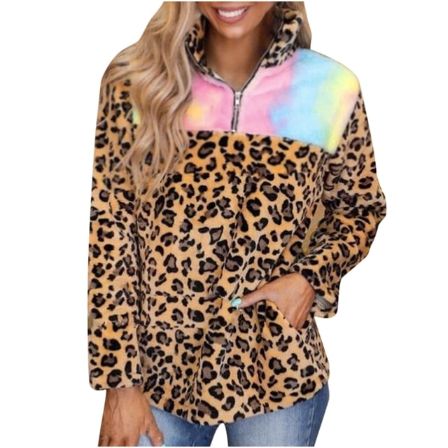 Blusa de manga larga para mujer con estampado de vaca, jersey grueso y cálido, camiseta de lana, Tops cálidos Pompotops gfhjh14483