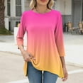 thumbnail image 2 of aidice 3/4 Length Sleeve Womens Tops Casual Round Neck Shirts Loose Comfy Gradient Color Tee Shirts, 2 of 6