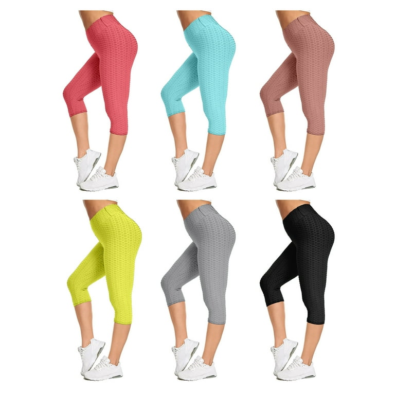 3-Pack: Womens High Waisted Anti Cellulite Leggings (Butt Lifting) 
