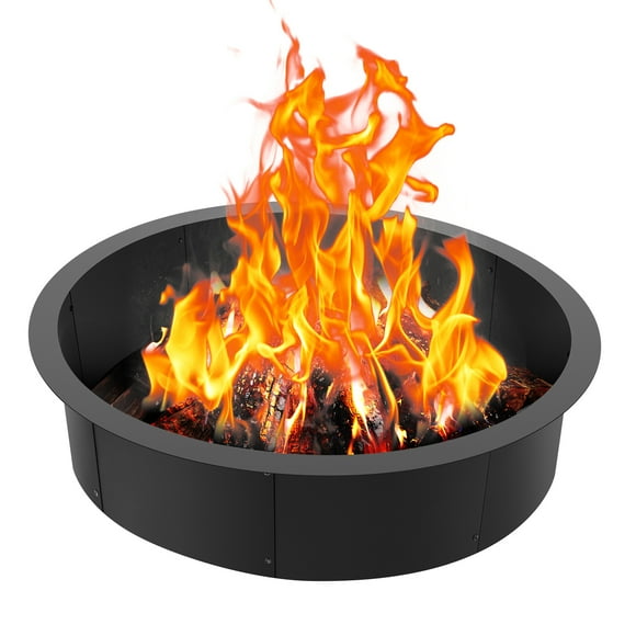VEVOR Anneau de Foyer Rond 45 Pouces Doublure Extérieure en Acier Bricolage Anneau de Feu de Camp Foyer