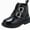 Black, variant on Viluyesy Girls Boots Patent Leather Chunky Non-Slip Double Buckle Comfortable Durable Side Zipper Easy On Off Shoes Pink Size 12.5Little Kids