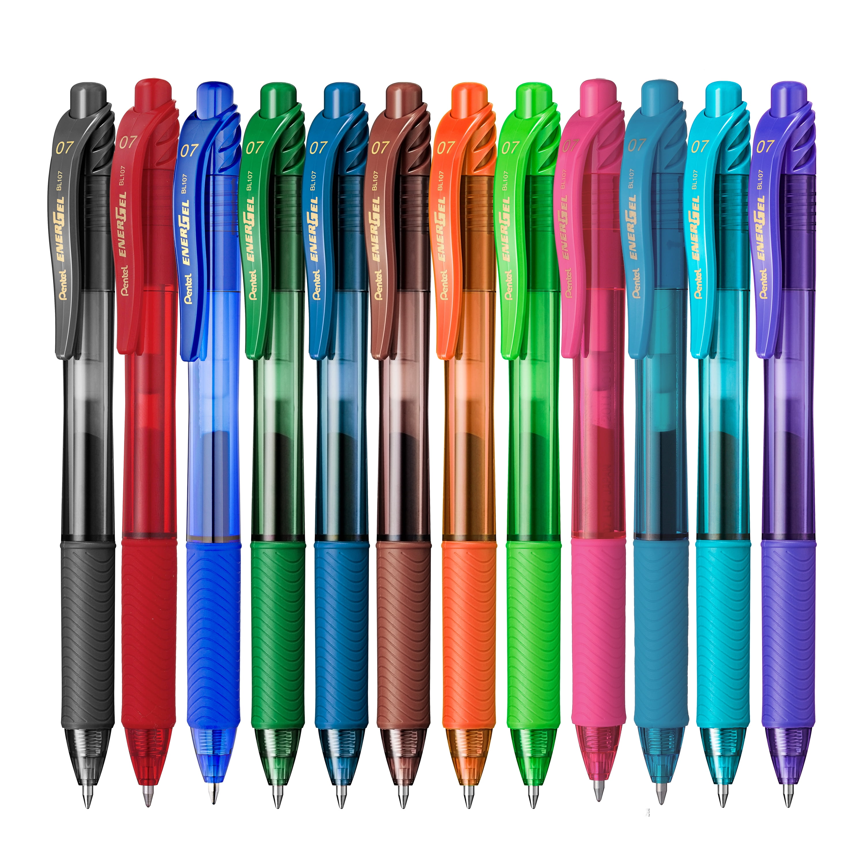 Stylo-gel rétractable EnerGel X, pointe moyenne (0,7 mm), couleurs assorties, paquet de 12