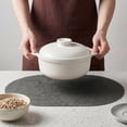 thumbnail image 4 of Placemats Set of 6 Oval  Leather Placemats for Kitchen Dining Table Decor Heat Resistant Table Placemats Wipeable Table Mat Dark Gray 17.7x11.8inch, 4 of 6