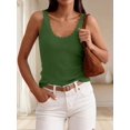 thumbnail image 2 of Women V‑Neck Ruffle Sleeveless Ribbed‑Knit Tank Top, Lightweight Casual Going‑Out Summer Blouse, 2 of 14