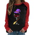 thumbnail image 1 of Camiseta informal de manga larga con cuello redondo y estampado navideño de retazos de primavera para mujer Fridja  bvmnju1588, 1 of 6