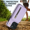 thumbnail image 6 of Allytechgroup Case for iPhone 16 Pro Max with Credit Card Slot, Built-in Shoulder Strap Stand PU Leather Wallet RFID Blocking Phone Case Shockproof Protective for iPhone 16 Pro Max, Lightpurple, 6 of 8