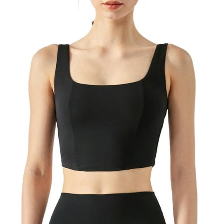 

huanledash Women Bra Vest Solid Color Breathable Comfortable Quick Dry Intimacy Shockproof Square Neck Elastic Wire Free Women Brassieres for Gym