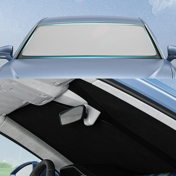 Fiudx Parasol para Parabrisas de Coche, Diseño Plegable, Material Plateado, Aislamiento Térmico Anti-Uv, Ajuste Universal, Fácil de Guardar, Ligero, 140 X 70 Cm, Incluye Bolsa de Almacenamiento.