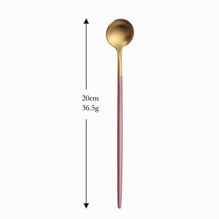 

1 Pc New Stainless Steel Coffee Spoon Gold Long Handle Colorful Coffee Dessert Scoops Tea Spoon Kitchen Gadget Tool Tableware
