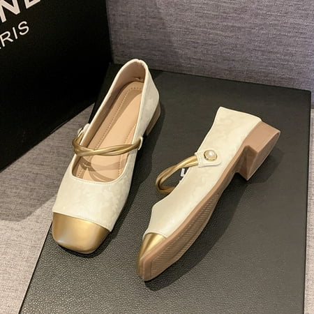 

New Chinese Style National Style Pearl Small Single-layer Shoes 2024 Small Xiangfeng Vintage All-match Thick Heel Square Toe Shallow Women‘s Shoes with Cheongsam