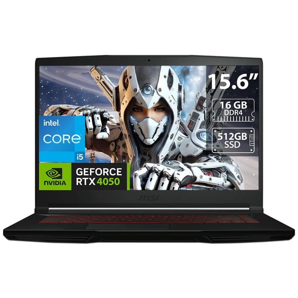 Laptop Gamer MSI GF63 Thin: Core i5 12450H, RAM 16GB DDR4, SSD de 512GB, Pantalla de 15.6" LED, RTX 4050, S.O. Windows 11 Home.