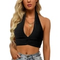 thumbnail image 1 of Charmo Camisole Courte à Col en V Profond pour Femmes, Dos Nu, Débardeur Court, 1 of 7
