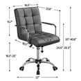 thumbnail image 2 of Yaheetech Height Adjustable Office Chair Mid Back PU Leather 360° Swivel Large Seat Stylish Office Chair on Wheels with Armrests, Gray, 2 of 8
