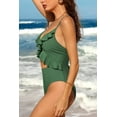thumbnail image 3 of Women Ruffle V Neck Plunge One Piece Swimsuits Tummy Control Slimming Bathing Suits, 3 of 5