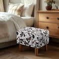 thumbnail image 3 of Xixirimido Brown Cowhide Cow Skin Pattern Ottoman Cover Stretch Rectangular Footstool Slipcover with Nonslip Elastic Base, Universal Fit for Storage Ottomans & Ottoman Footrests, Small, 3 of 7